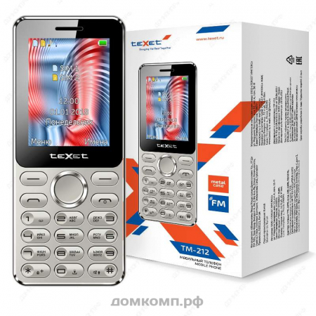 Мобильный телефон Texet TM-212 серый недорого. домкомп.рф